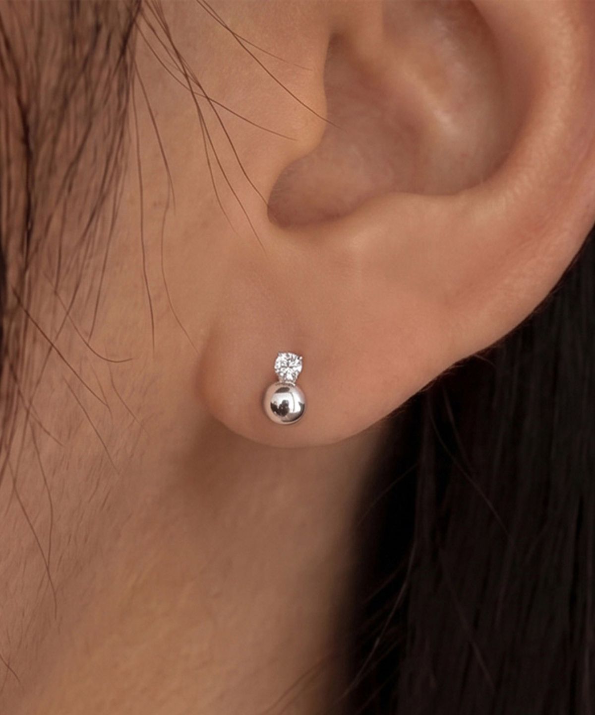 엘렌쥬얼리(HELENE JEWELRY) 실버 925 Silver 볼 앤 큐빅 은 귀걸이