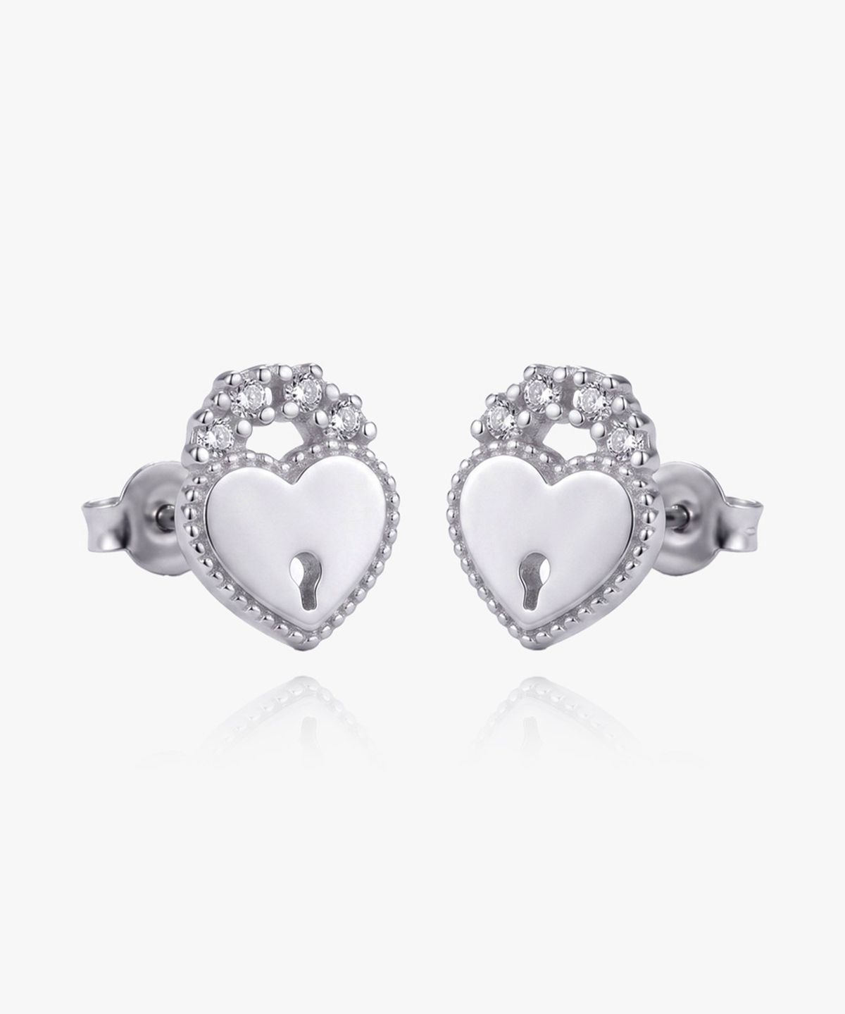 엘렌쥬얼리(HELENE JEWELRY) 실버 925 Silver 하트 자물쇠 큐빅 은 귀걸이
