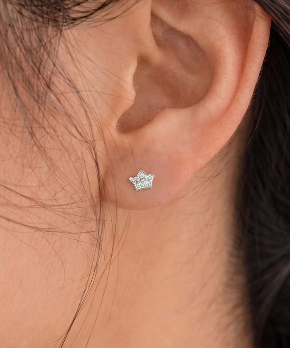 엘렌쥬얼리(HELENE JEWELRY) 실버 925 Silver 크라운 큐빅 은 귀걸이