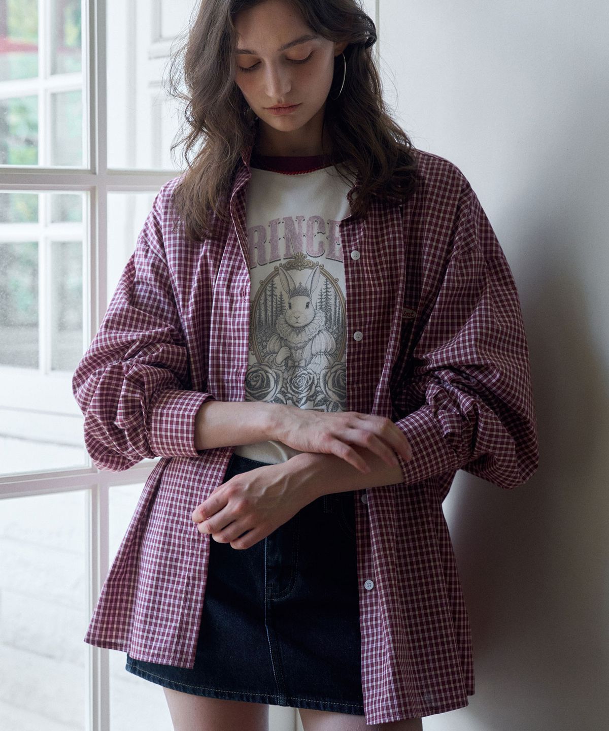 헤인트(HAINT) ARO VINTAGE CHECK OVERSIZED SHIRT 3COL_RED