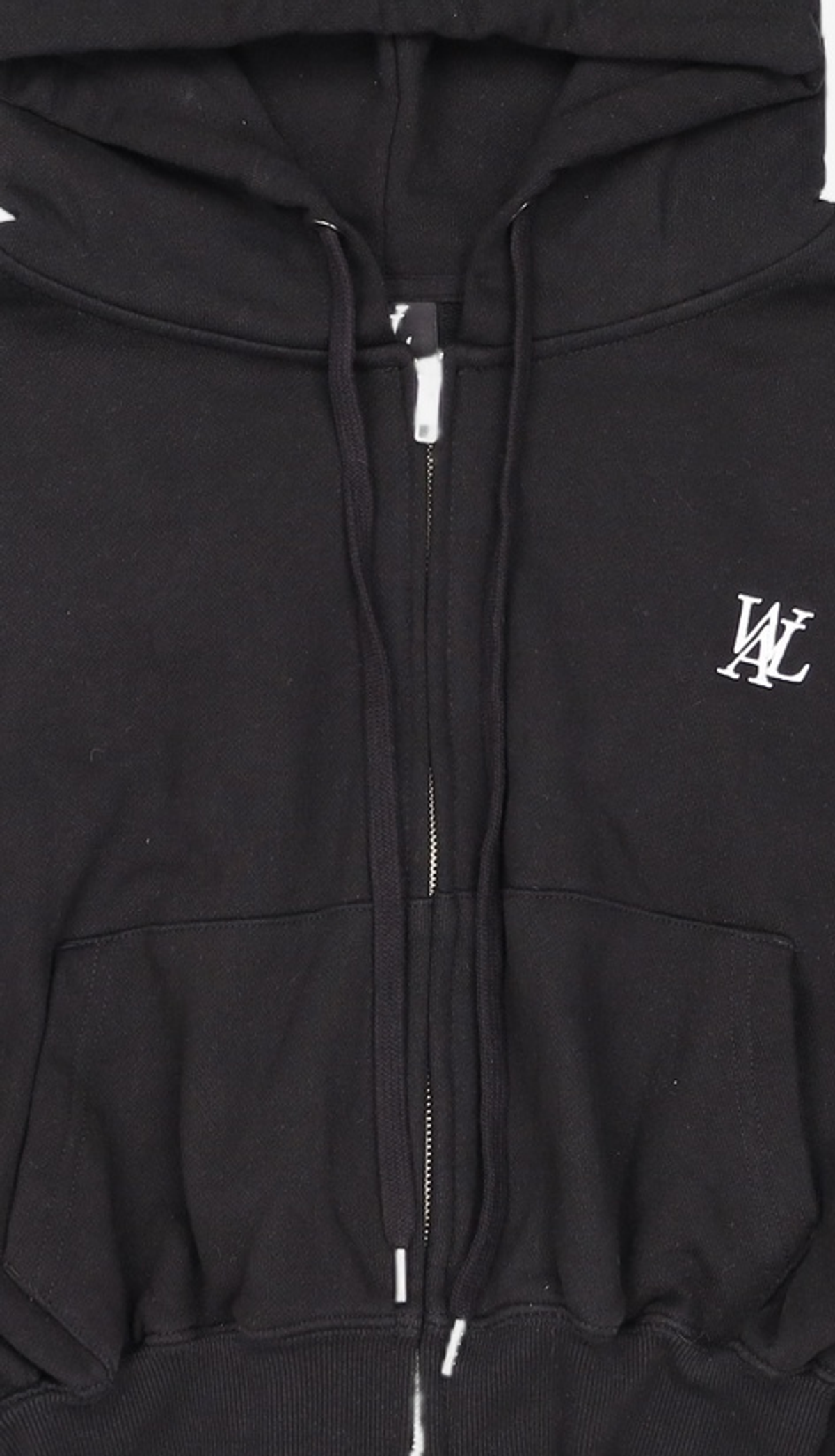 우알롱(WOOALONG) Signature crop hood zip-up - CHARCOAL S