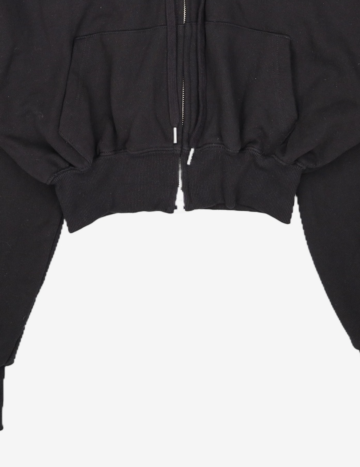 우알롱(WOOALONG) Signature crop hood zip-up - CHARCOAL S