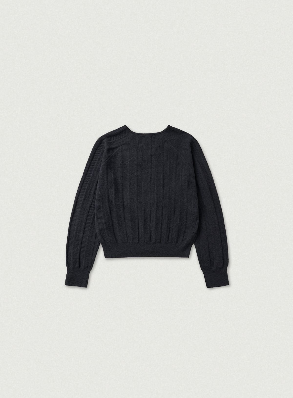 더바넷(THEBARNNET) Veil Mohair Pointelle V-neck Knit_Charcoal