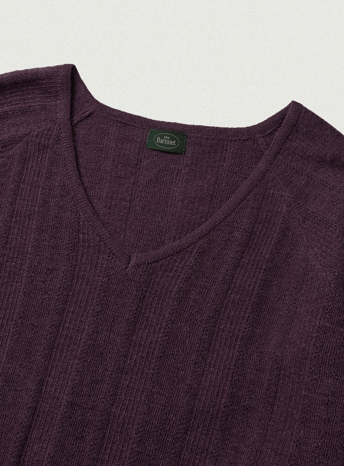 더바넷(THEBARNNET) Veil Mohair Pointelle V-neck Knit_Deep Purple
