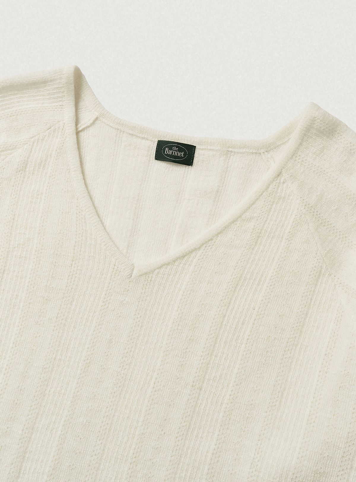 더바넷(THEBARNNET) Veil Mohair Pointelle V-neck Knit_Ivory