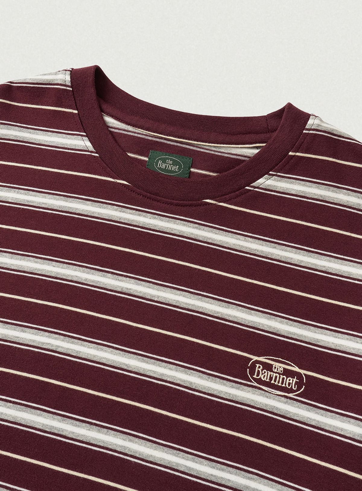 더바넷(THEBARNNET) Lang Stripe Overfit T-shirt_Burgundy