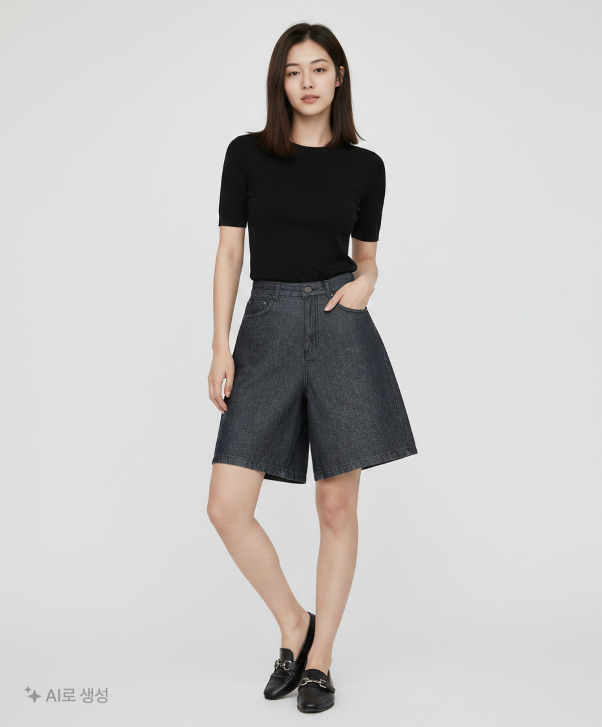 트리밍버드(TREEMINGBIRD) Low Rise Half Denim Pants [ Blue ] 1