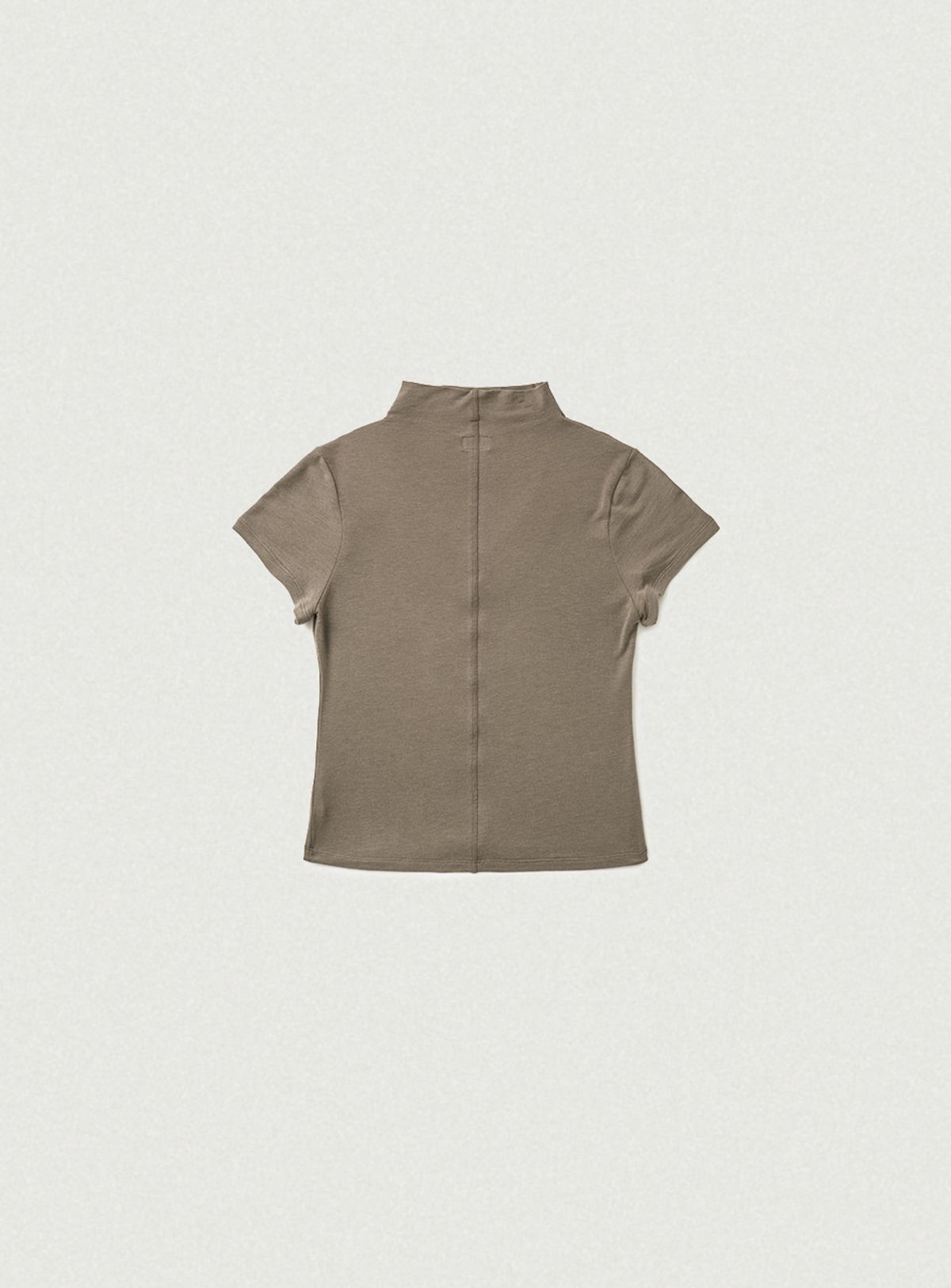 더바넷(THEBARNNET) Wool Tencel Mock-Neck T-Shirt_Mocha