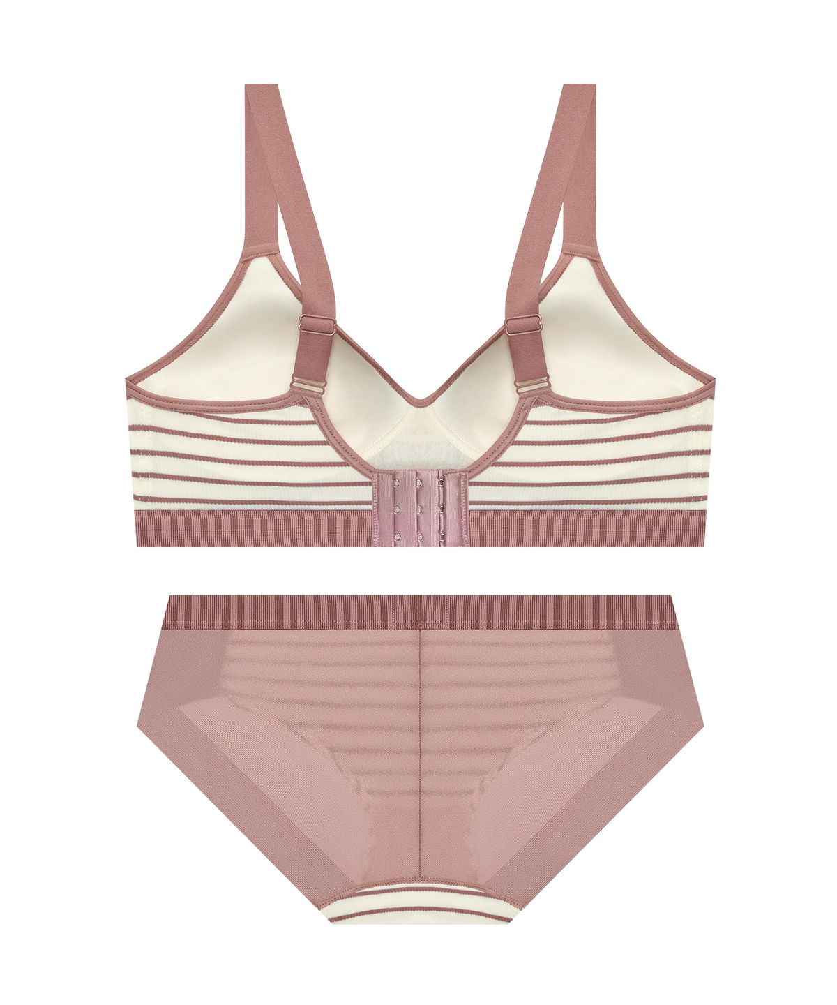 게스언더웨어(GUESS UNDERWEAR) 핀스트라이프 골지 스포츠 브라 팬티 세트 - 인디핑크