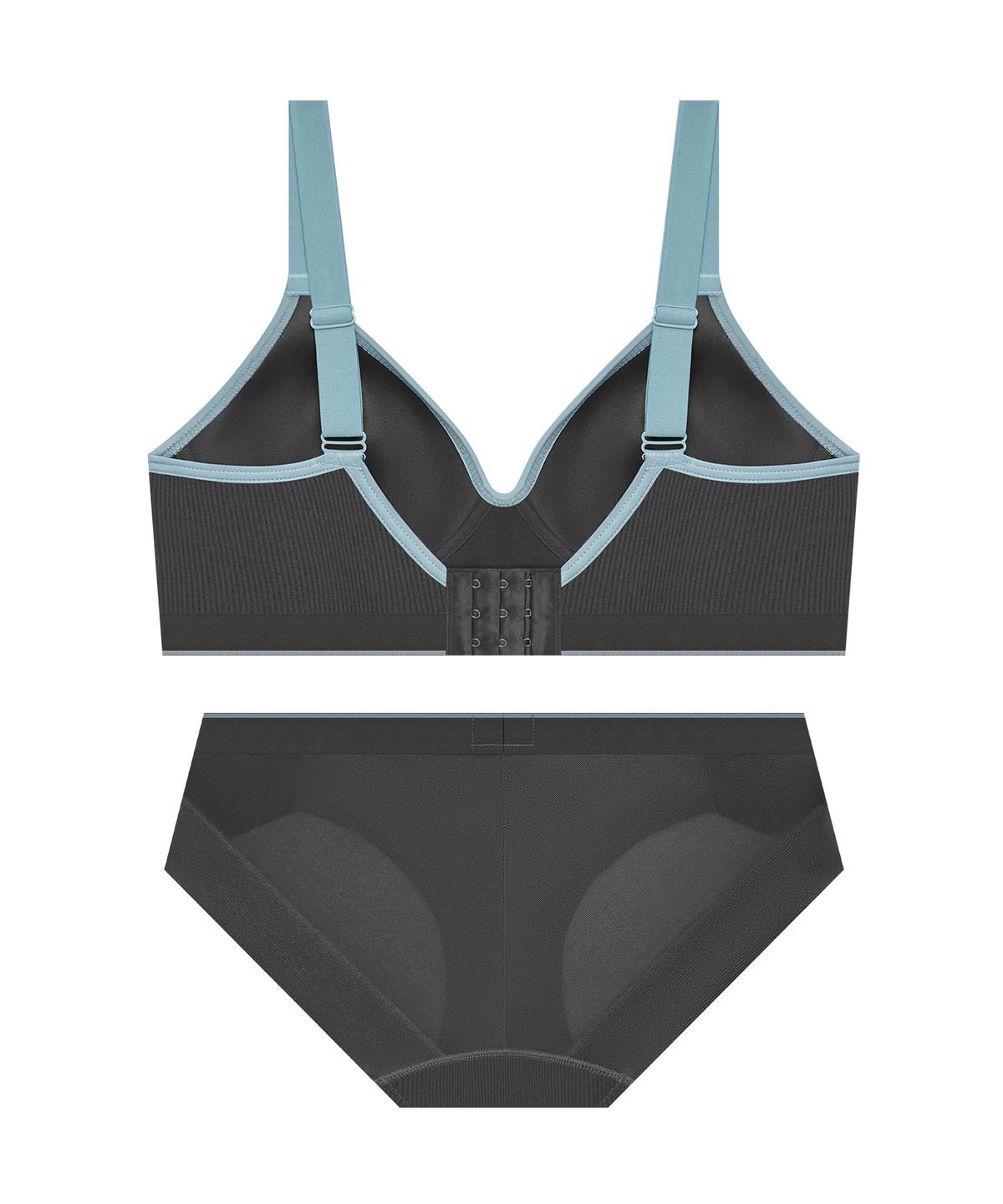게스언더웨어(GUESS UNDERWEAR) 딥무드 골지 스포츠 브라 팬티 세트 - 차콜