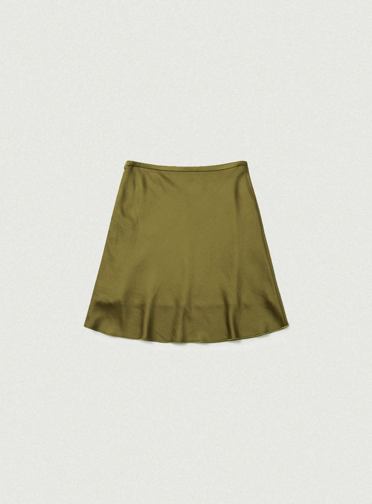 더바넷(THEBARNNET) Glow Satin Midi Skirt_Olive