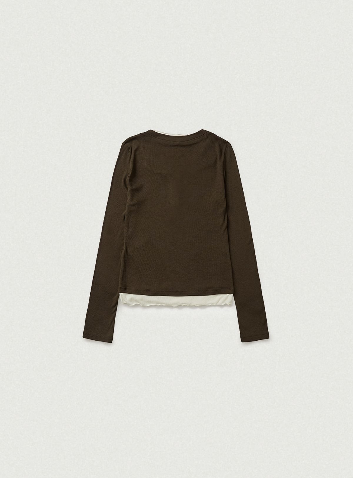 더바넷(THEBARNNET) Aimee Slim Layered T-shirt_Brown