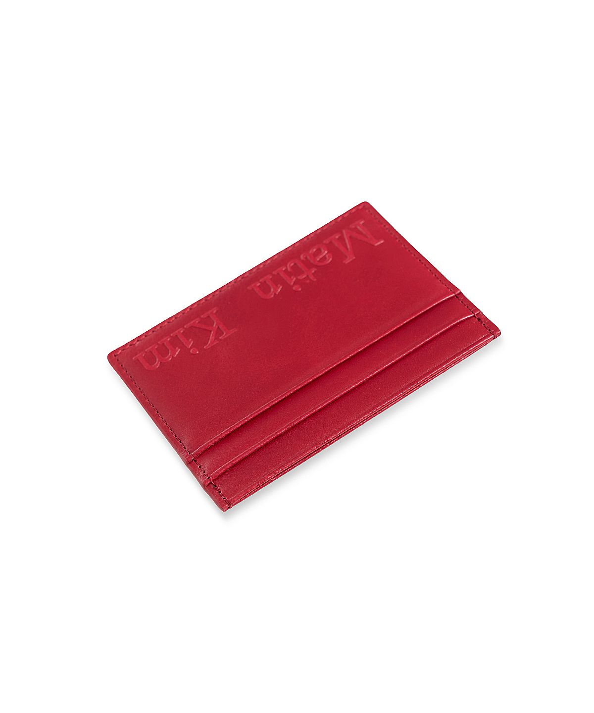 마뗑킴(MATIN KIM) EMBOSSED LOGO CARD WALLET IN RED
