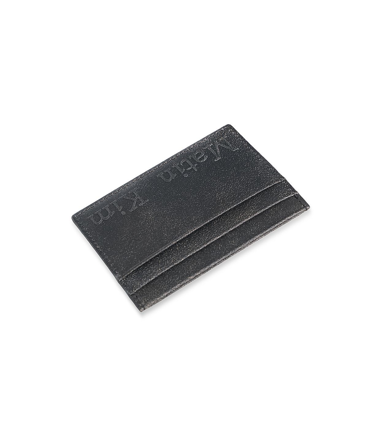 마뗑킴(MATIN KIM) EMBOSSED LOGO CARD WALLET IN DARK BROWN