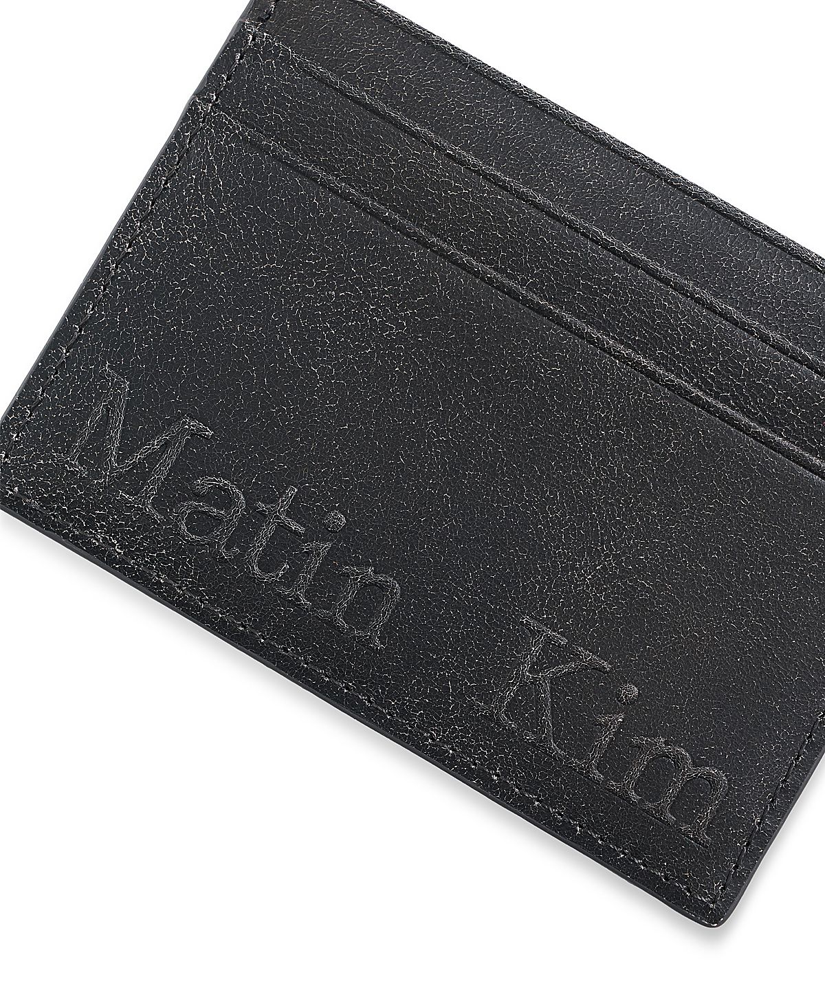마뗑킴(MATIN KIM) EMBOSSED LOGO CARD WALLET IN DARK BROWN