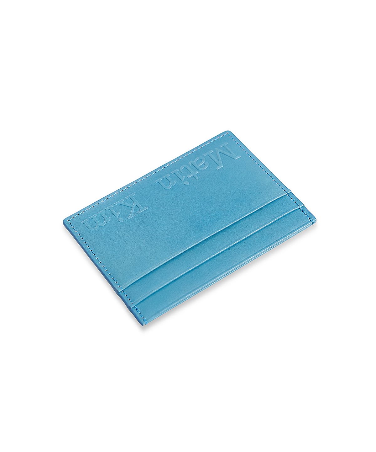 마뗑킴(MATIN KIM) EMBOSSED LOGO CARD WALLET IN BLUE