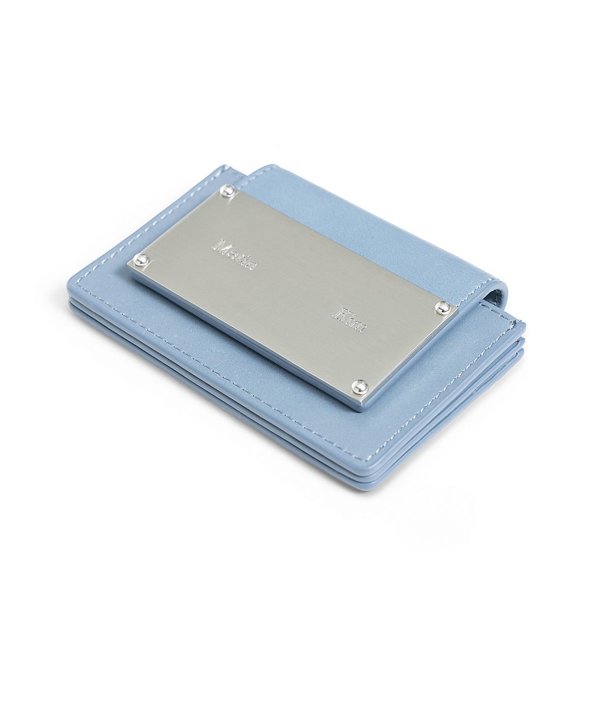 마뗑킴(MATIN KIM) VINTAGE ACCORDION WALLET IN SMOKE BLUE