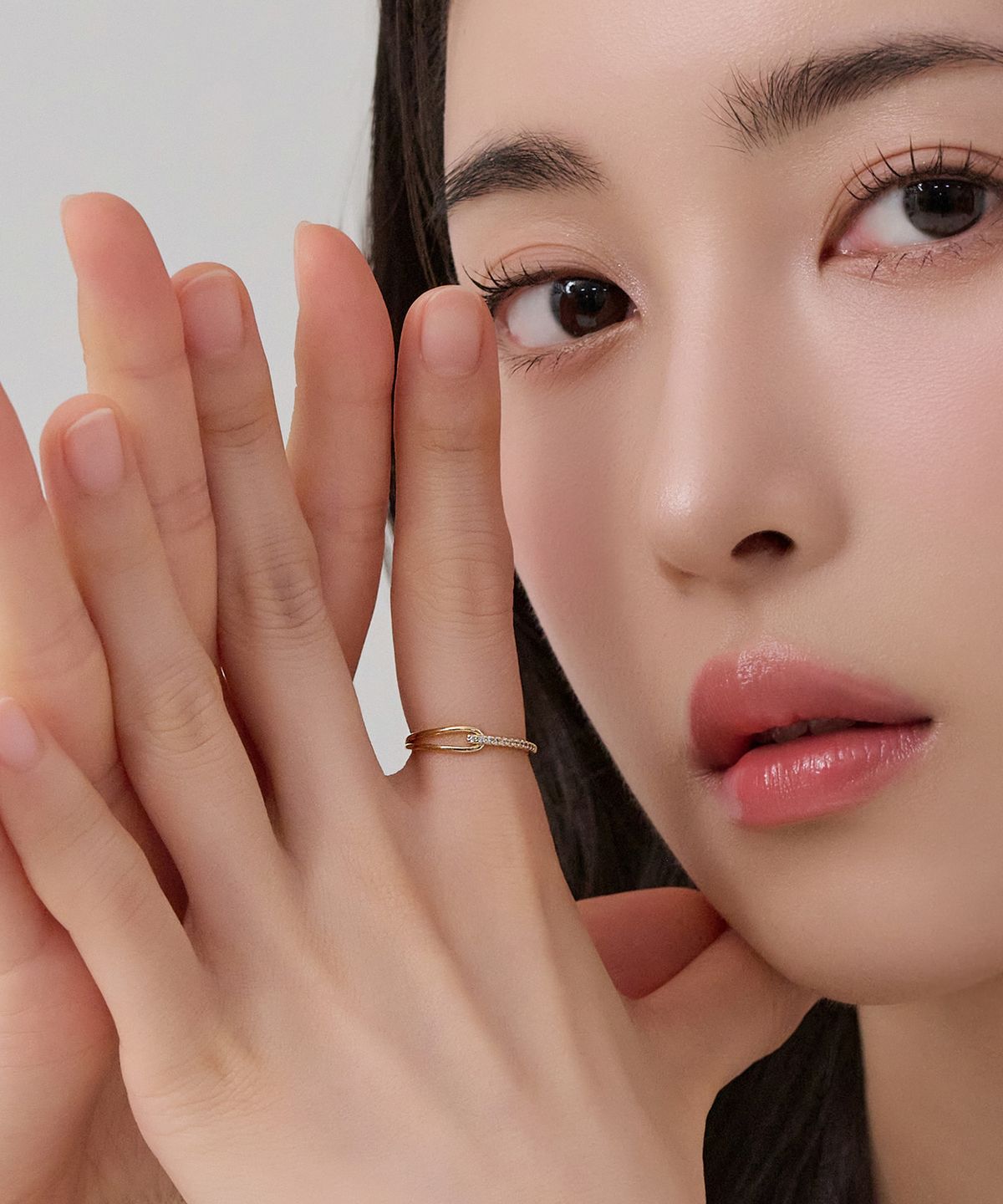 골드앤디어(goldndear) 14KGP 슬림 루프 큐빅 반지