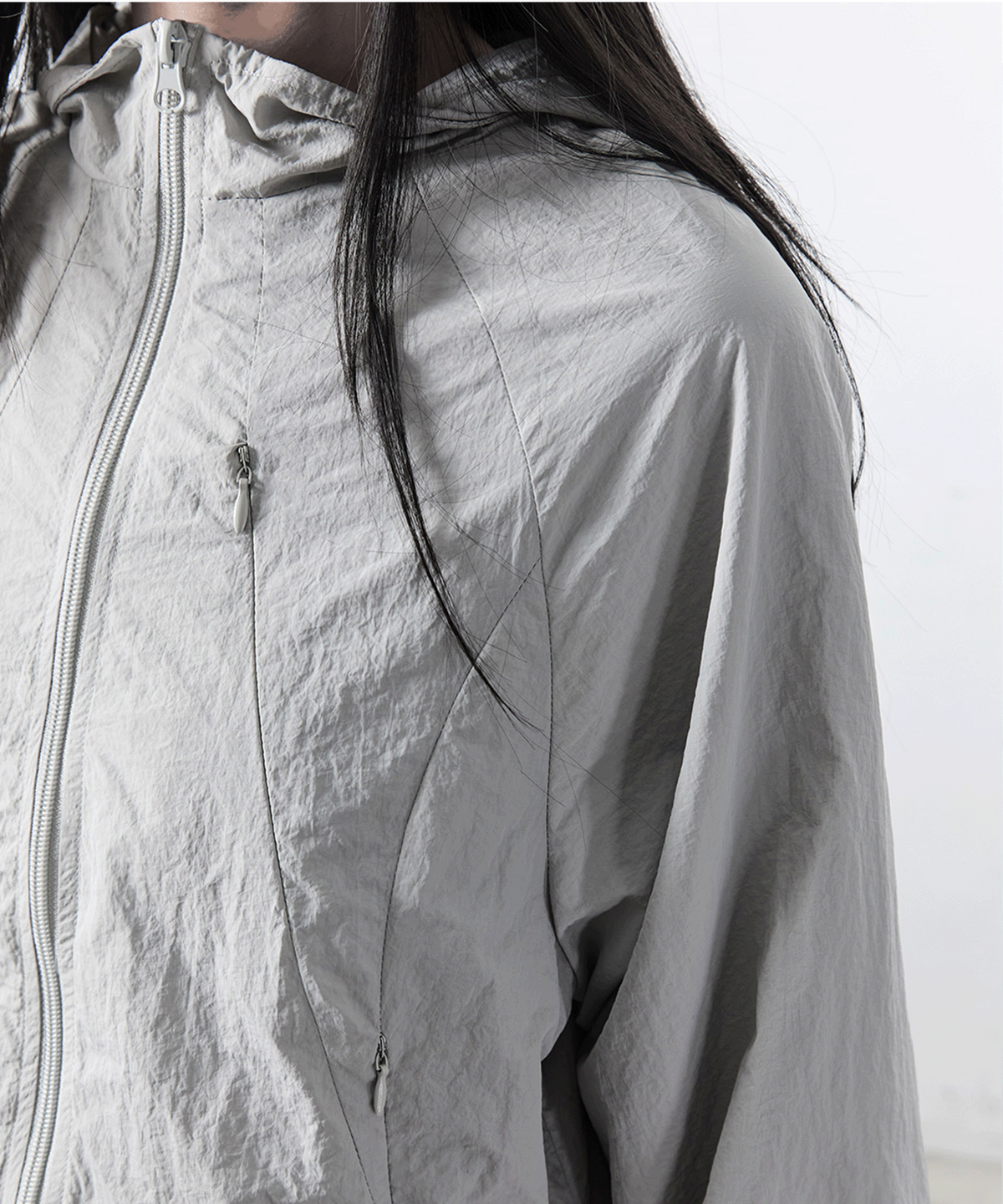 사일프레이(41PRAY) Cropped Panel Zip Windbreaker / Sky Blue