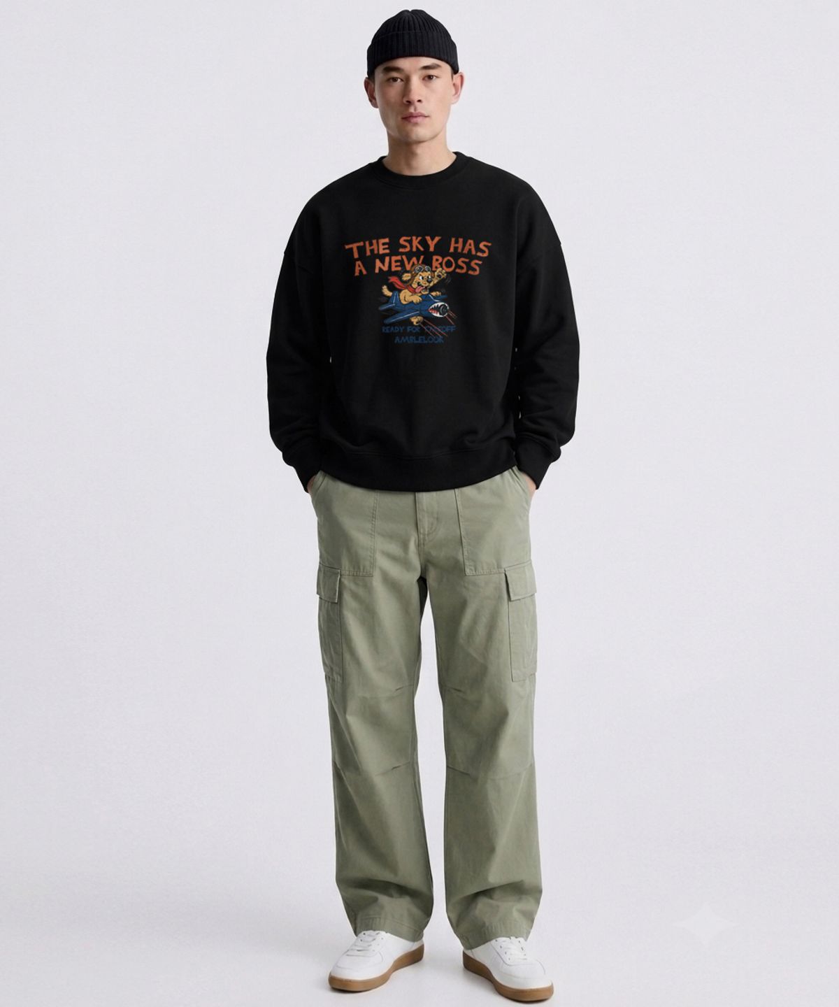 엠블룩(AMBLELOOK) 레귤러 스웨트셔츠 NEW BOSS (3color)