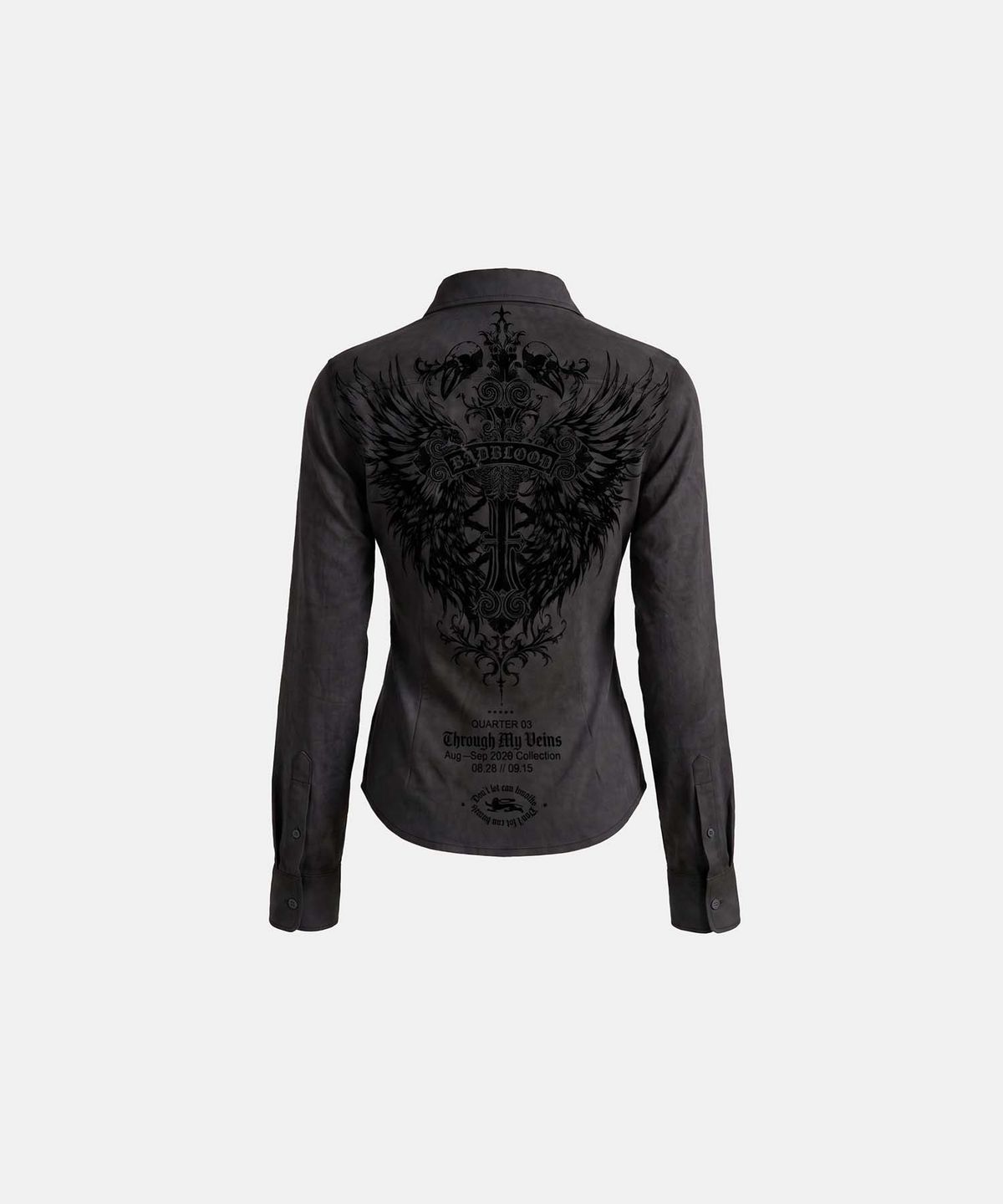 배드블러드(BADBLOOD) T.M.V. RELIC CROSS 타투 셔츠 – 차콜