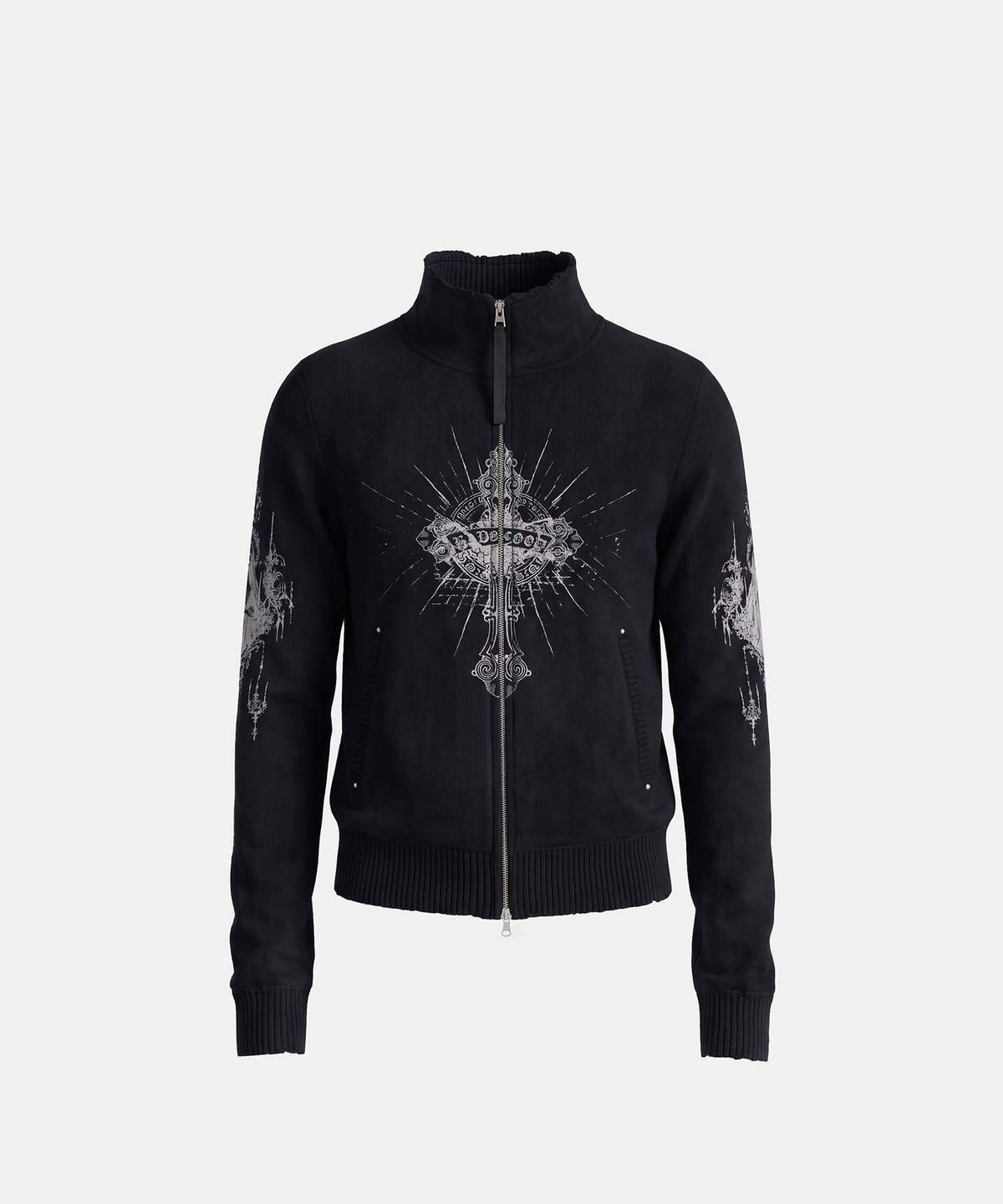 배드블러드(BADBLOOD) T.M.V. SAINT DOMINIC Full-Zip 니트 트랙 탑 - 블랙