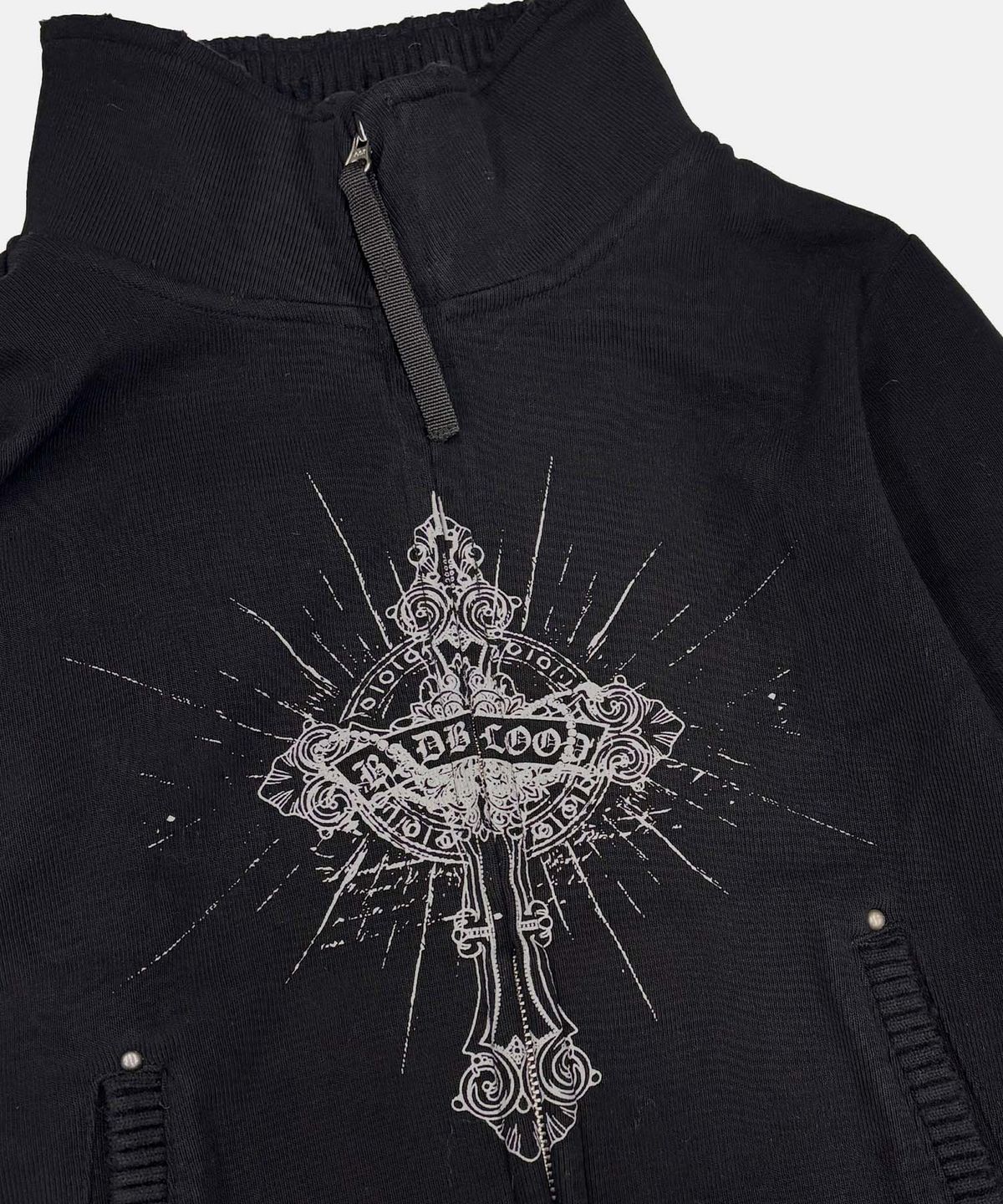 배드블러드(BADBLOOD) T.M.V. SAINT DOMINIC Full-Zip 니트 트랙 탑 - 블랙