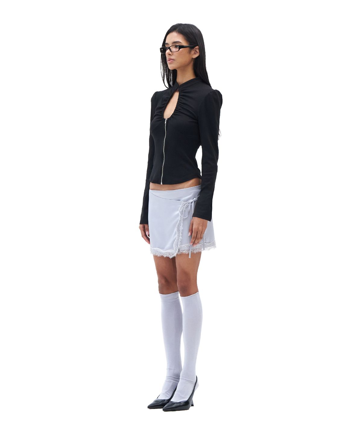 힐다(HILLDA) Sylvia Lace Mini Skirt[Gray]