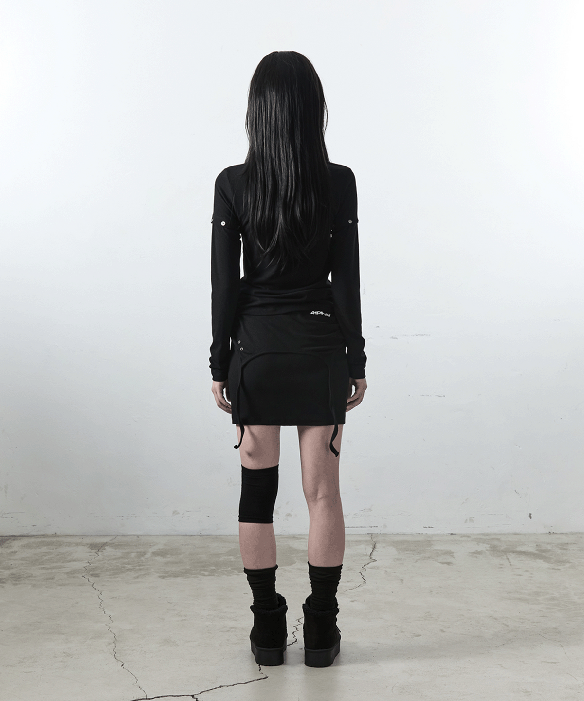 사일프레이(41PRAY) Layered Drawstring Skirt / Black
