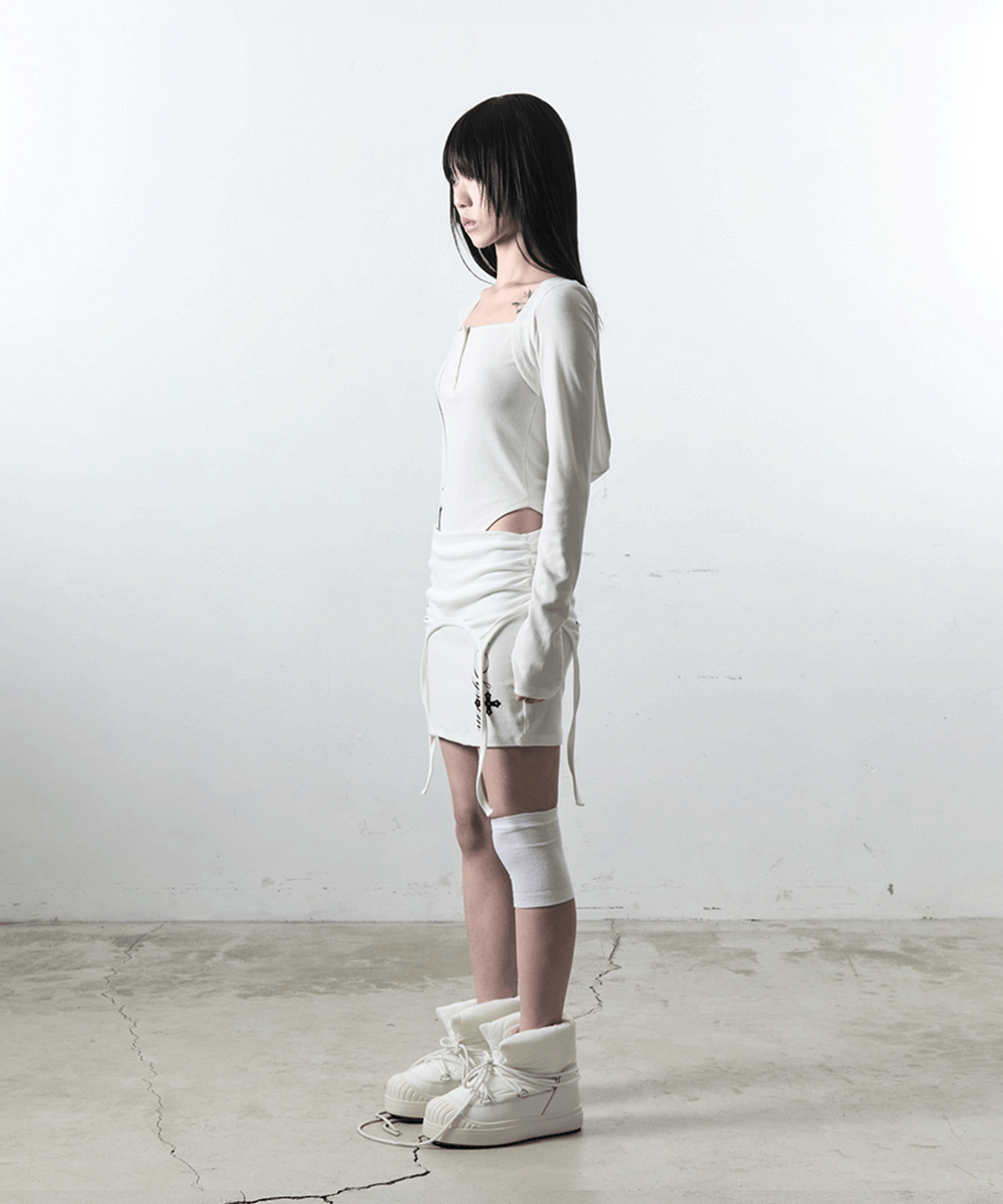 사일프레이(41PRAY) Layered Drawstring Skirt / White