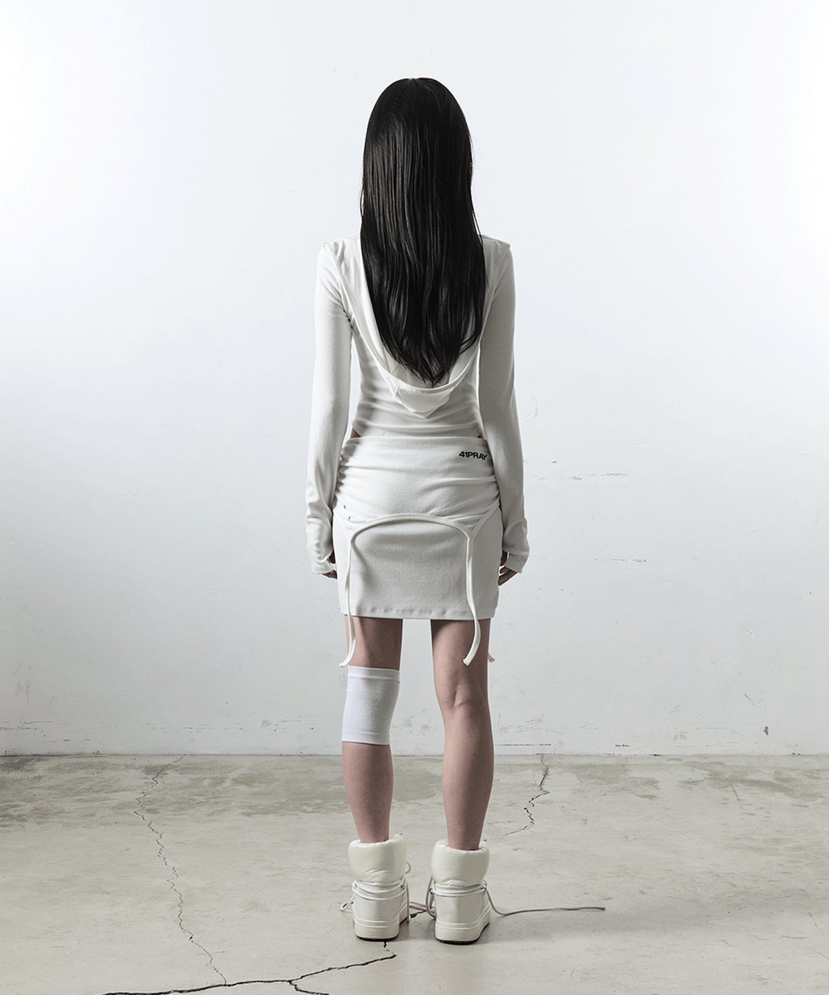 사일프레이(41PRAY) Layered Drawstring Skirt / White