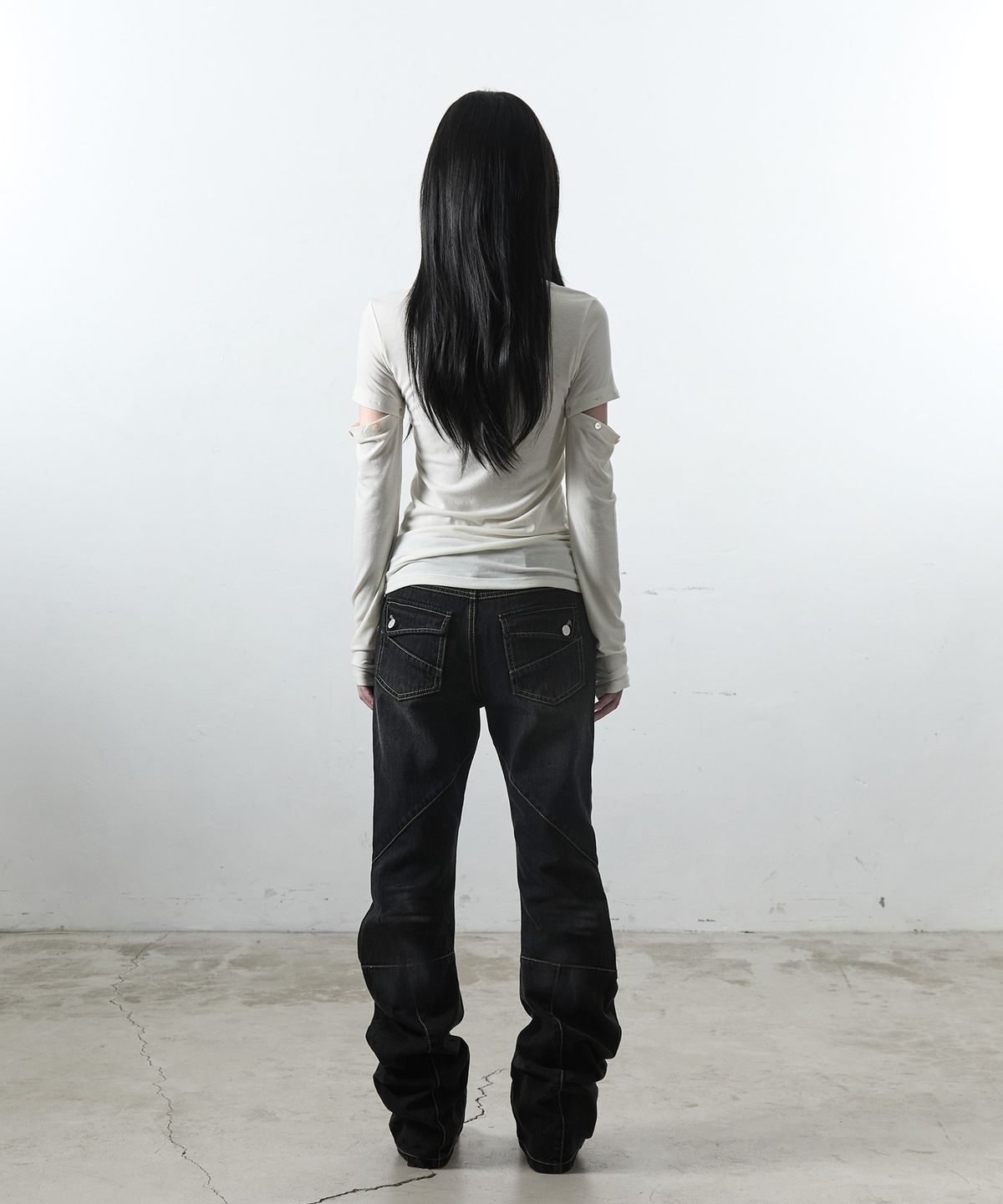 사일프레이(41PRAY) Multi Panel Denim Pants / Black