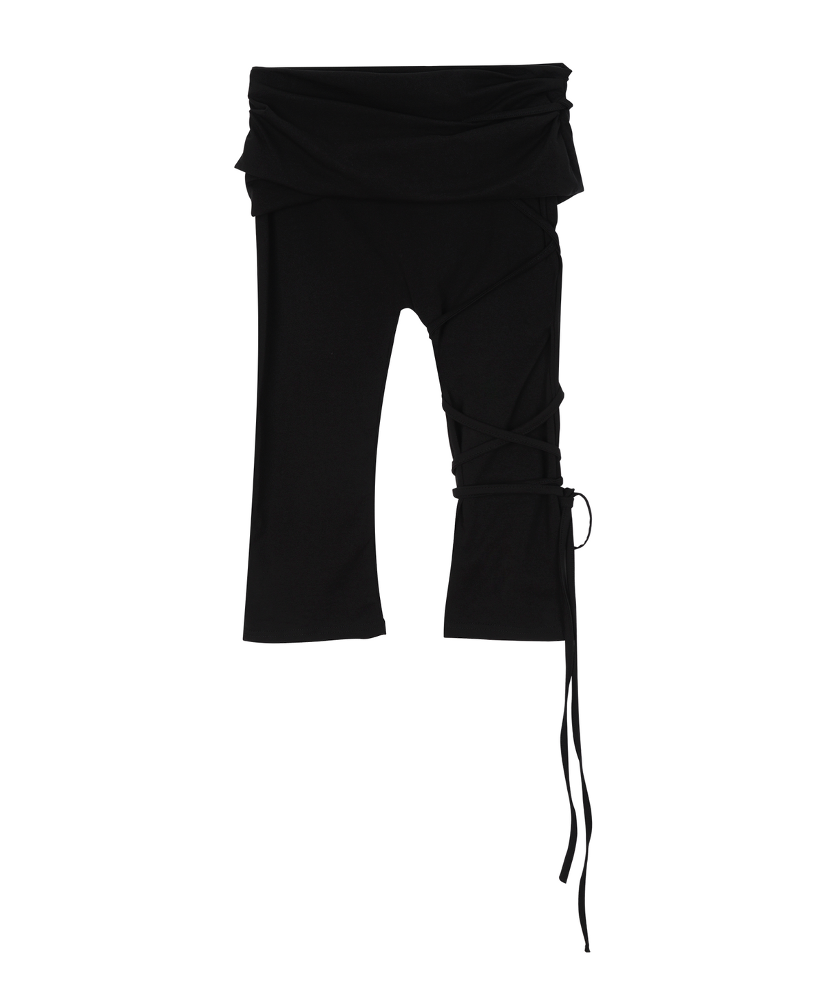 사일프레이(41PRAY) Drawstring Slit Capri Pants / Black