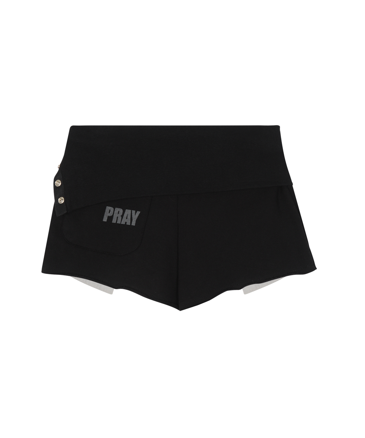사일프레이(41PRAY) Folded Snap Shorts / Black