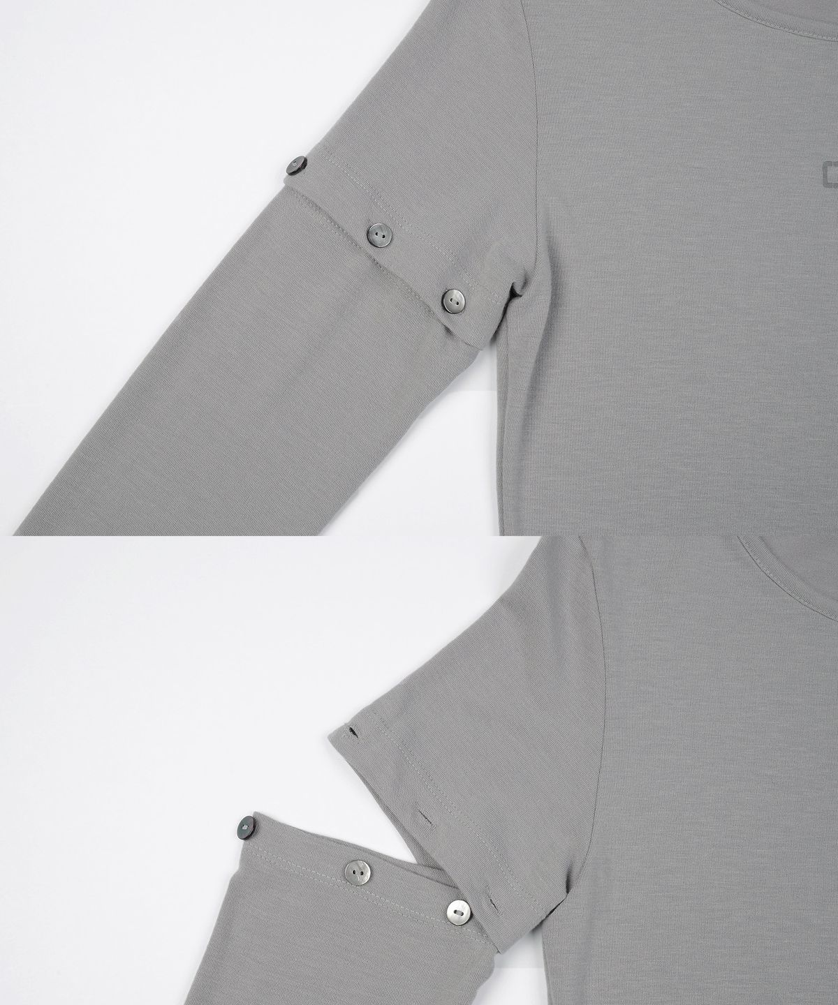 사일프레이(41PRAY) Button Cutout Sleeve Top / Mauve Grey
