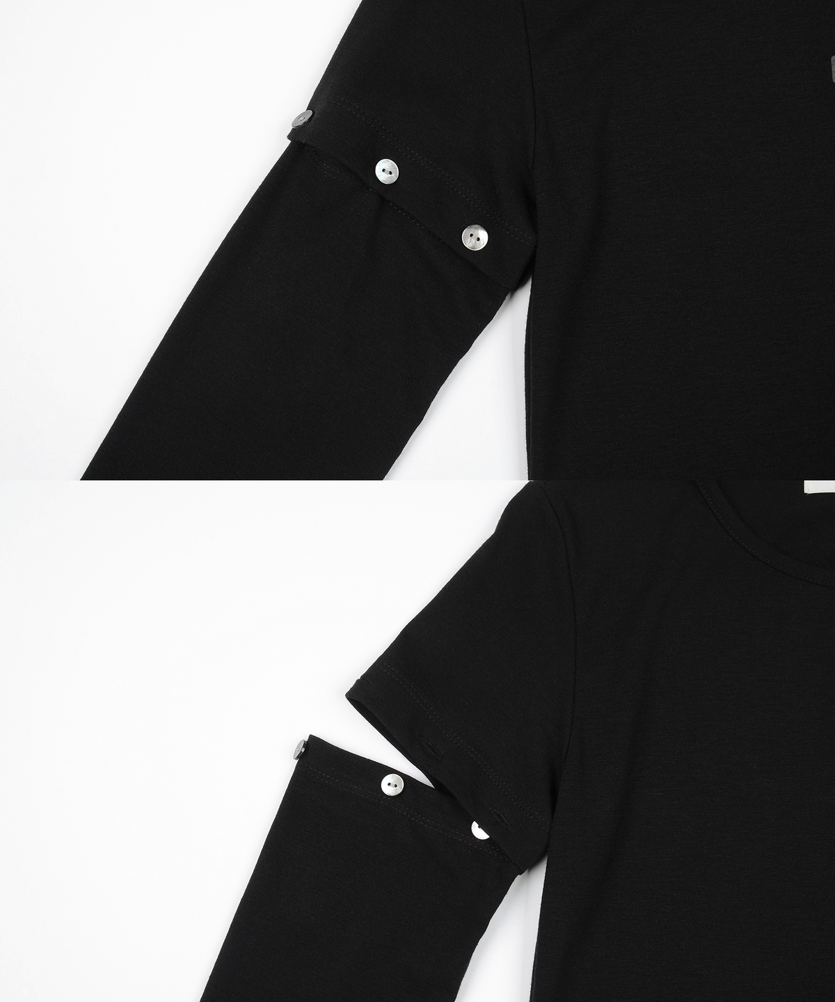 사일프레이(41PRAY) Button Cutout Sleeve Top / Black