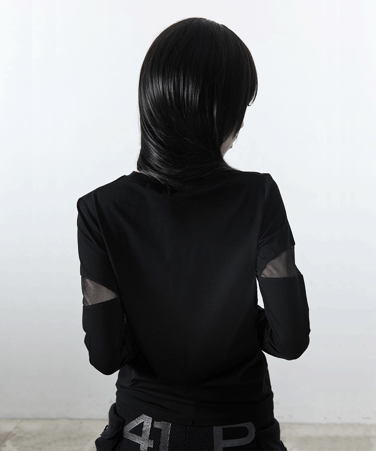 사일프레이(41PRAY) Pintuck Mesh Tee / Black