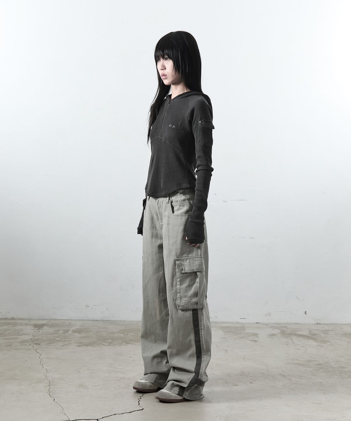 사일프레이(41PRAY) Waffle Half-Zip Hoodie / Charcoal