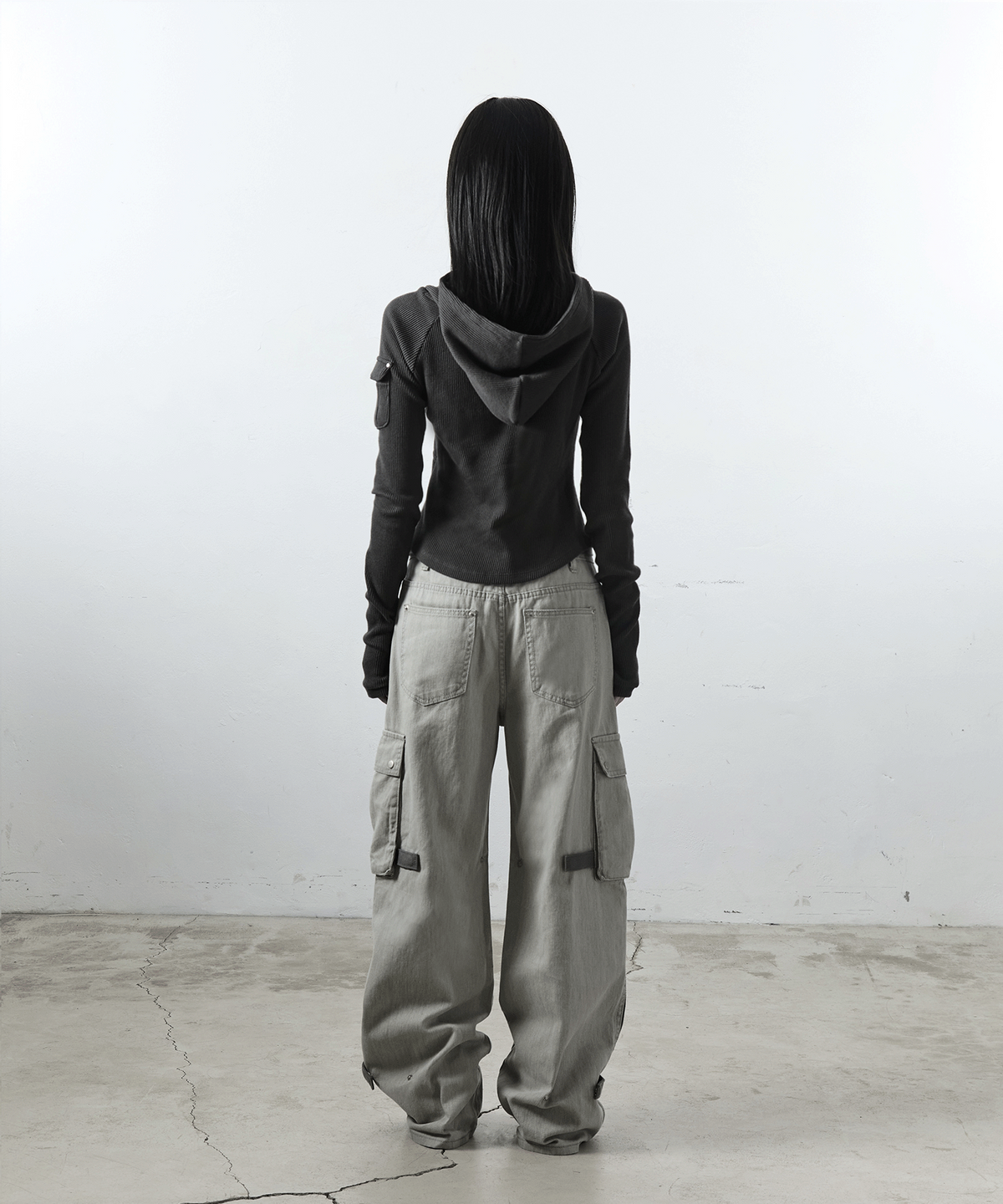 사일프레이(41PRAY) Waffle Half-Zip Hoodie / Charcoal