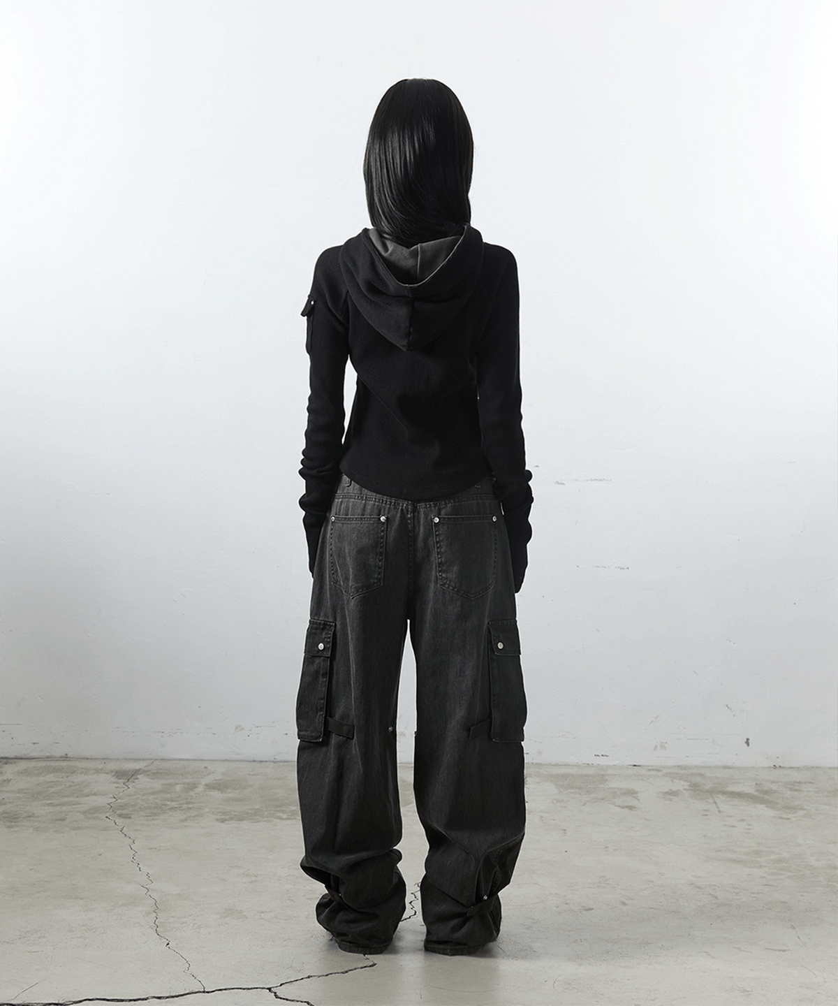 사일프레이(41PRAY) Waffle Half-Zip Hoodie / Black