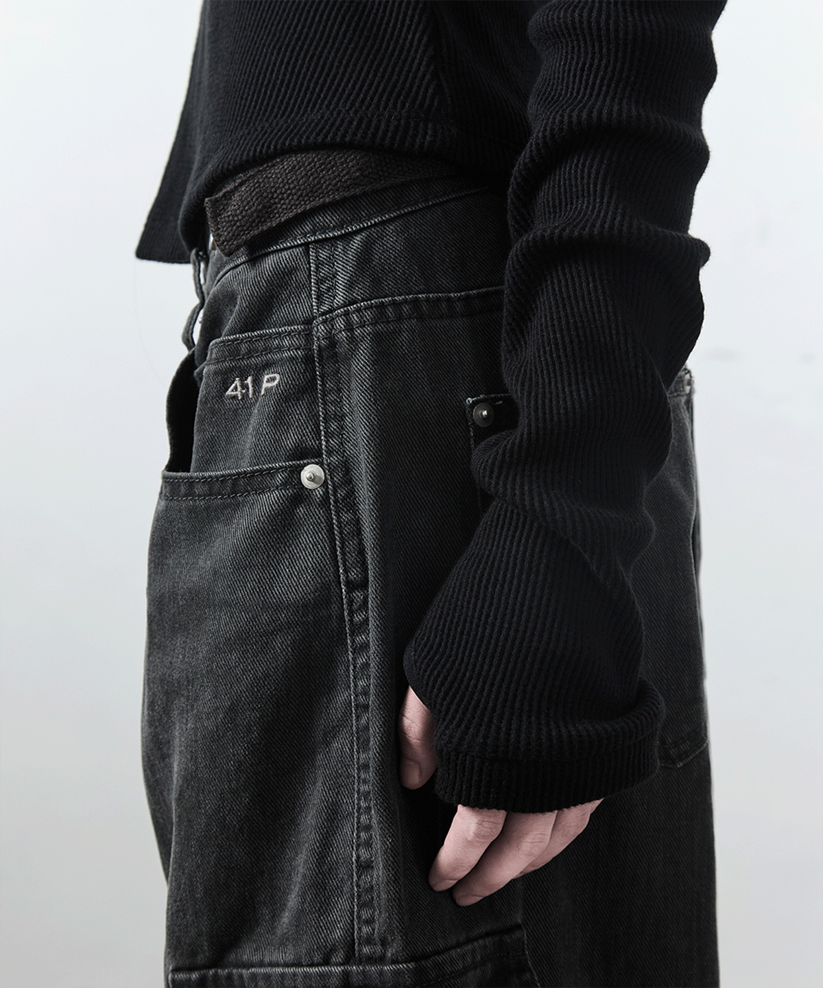 사일프레이(41PRAY) Waffle Half-Zip Hoodie / Black