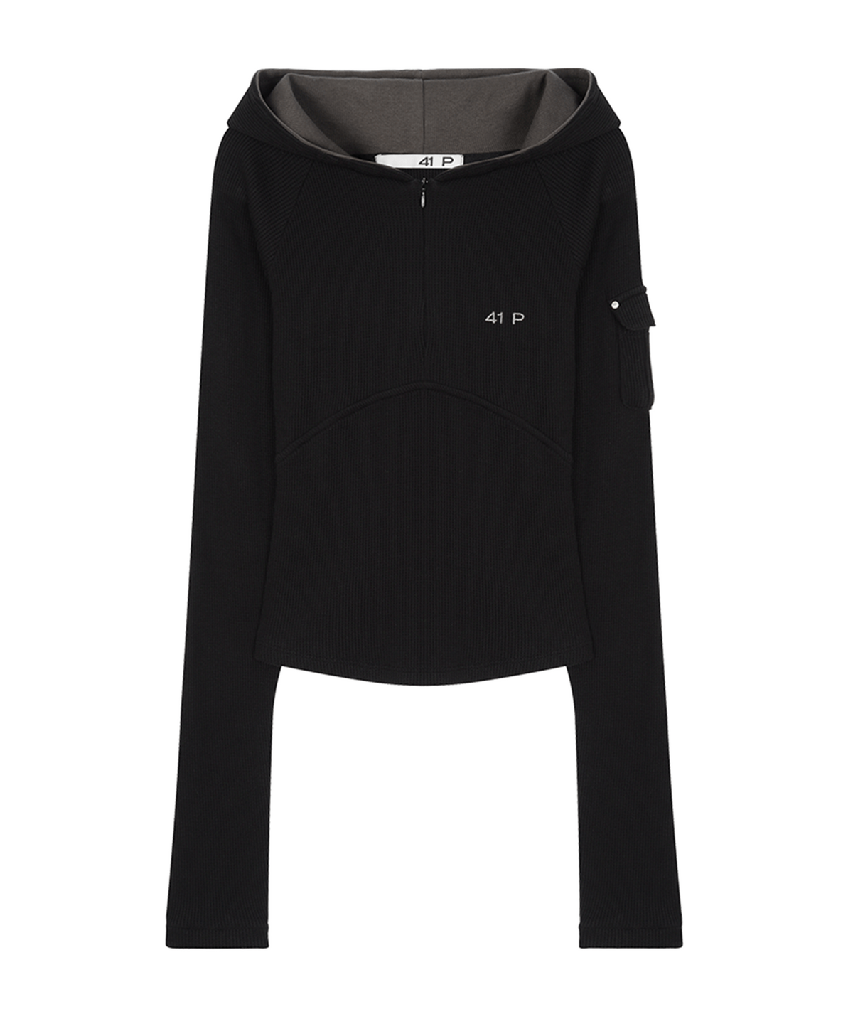 사일프레이(41PRAY) Waffle Half-Zip Hoodie / Black