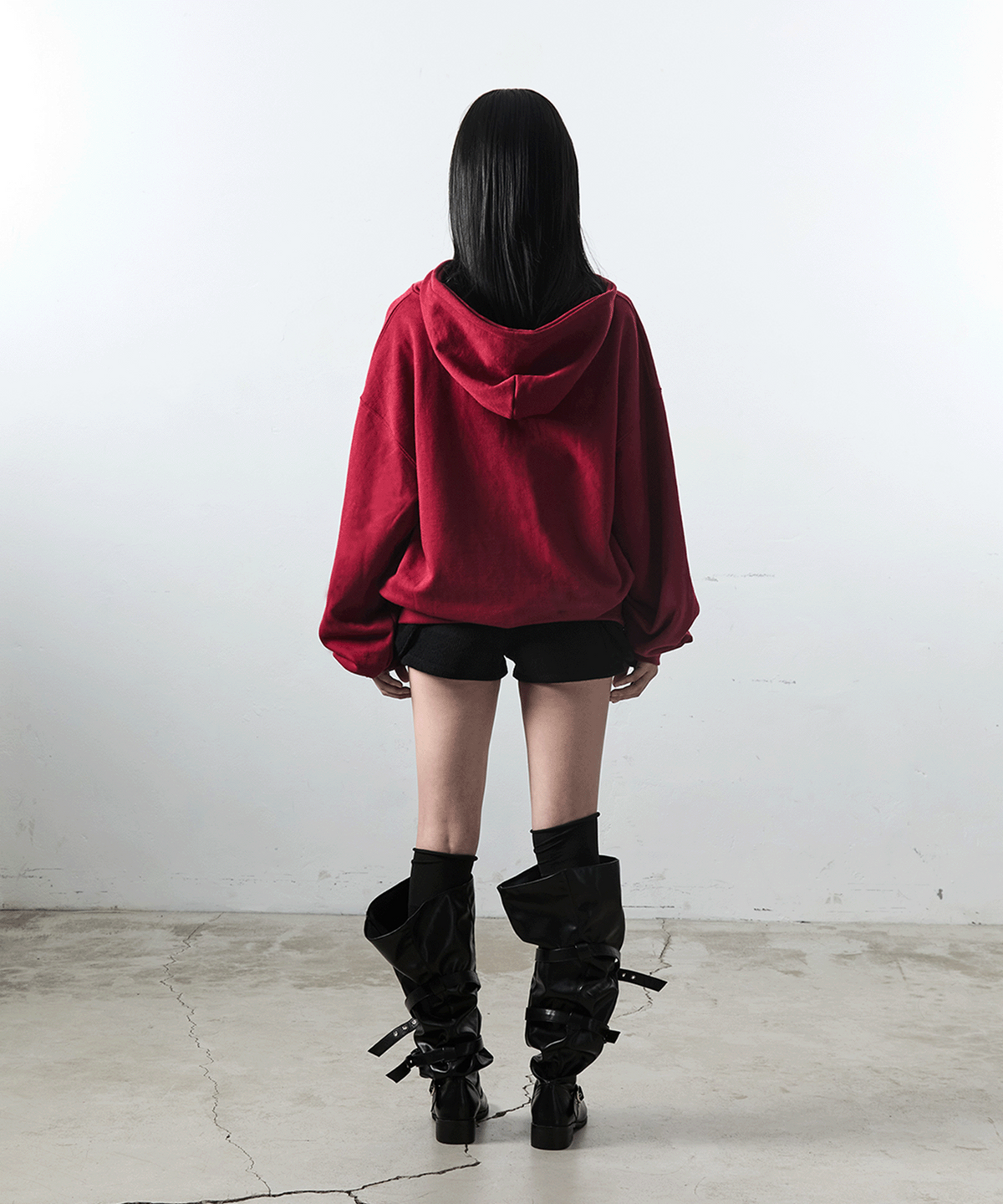 사일프레이(41PRAY) Shot Rivet Zip-Up Hoodie / Red