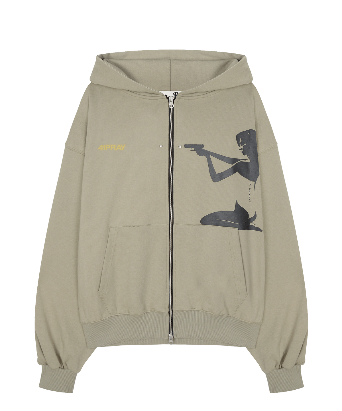 사일프레이(41PRAY) Shot Rivet Zip-Up Hoodie / Khaki
