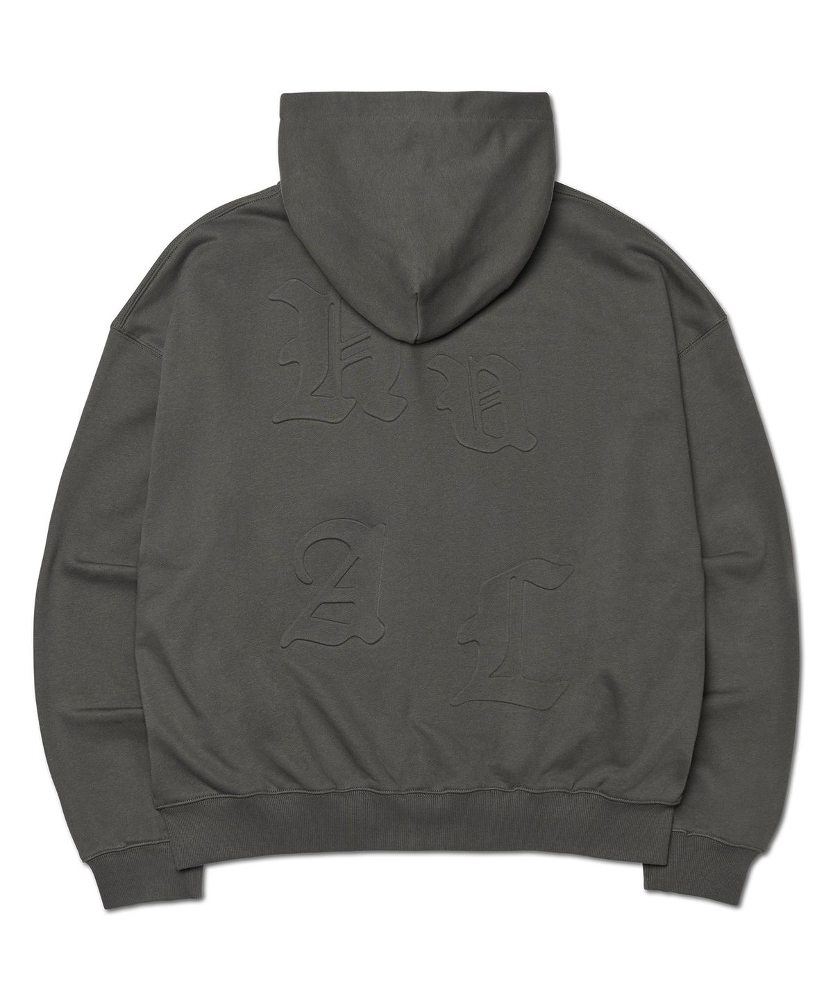 노매뉴얼(NOMANUAL) NM EMBOSSED HOODED ZIP-UP - CHARCOAL