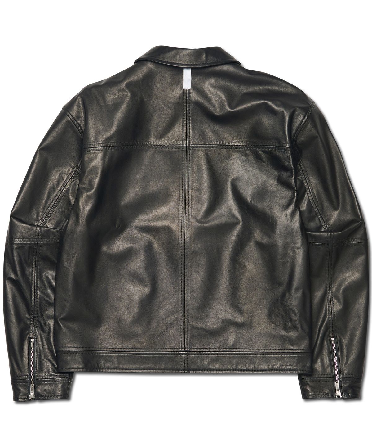 노매뉴얼(NOMANUAL) LINE LEATHER JACKET - BLACK