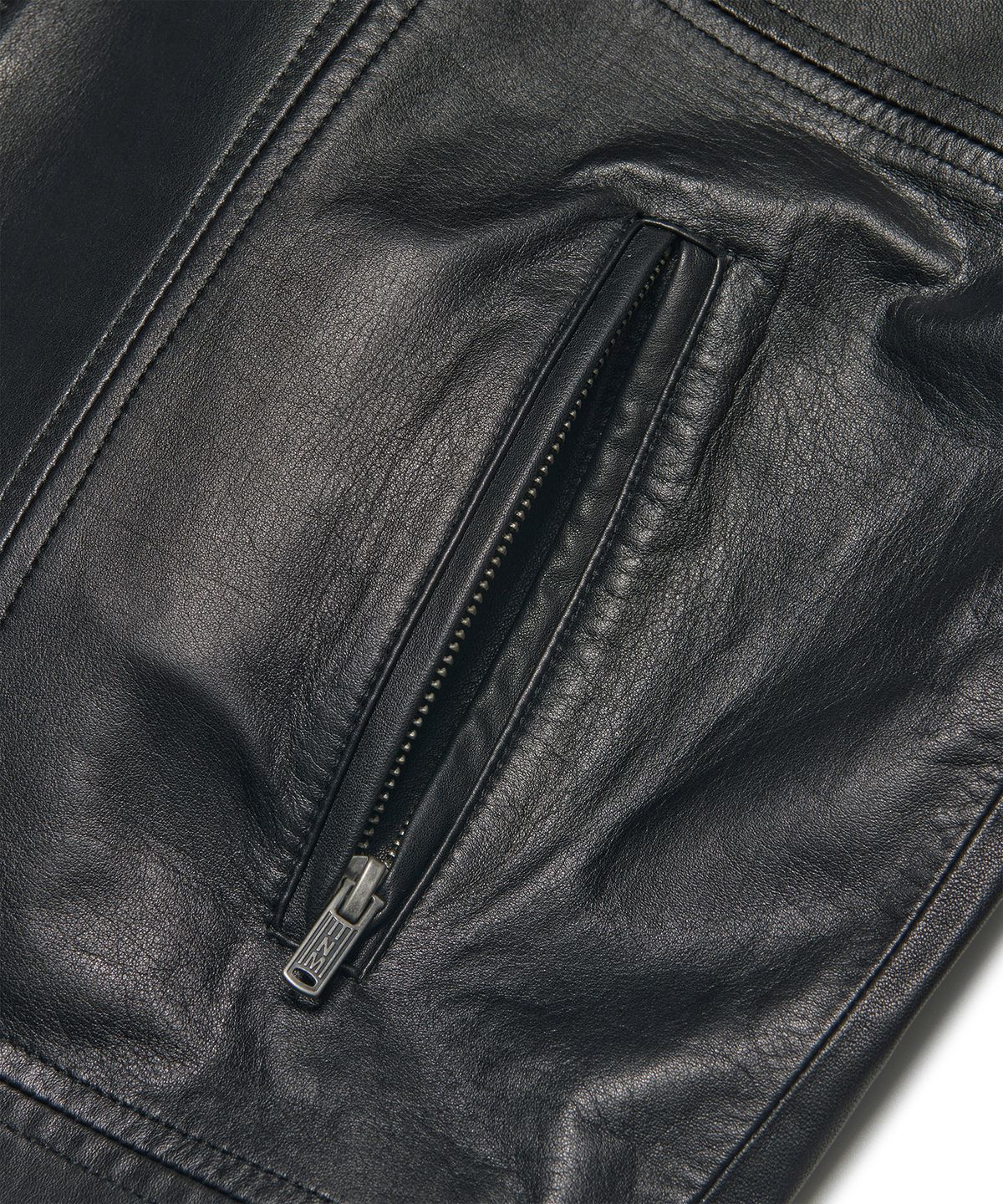 노매뉴얼(NOMANUAL) LINE LEATHER JACKET - BLACK
