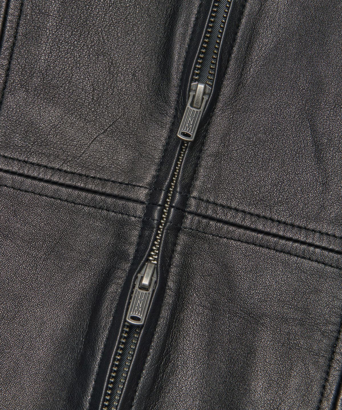 노매뉴얼(NOMANUAL) LINE LEATHER JACKET - BLACK