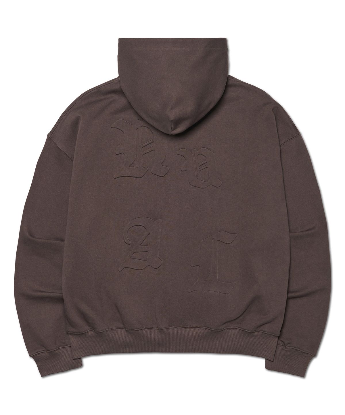 노매뉴얼(NOMANUAL) NM EMBOSSED HOODED ZIP-UP - BROWN