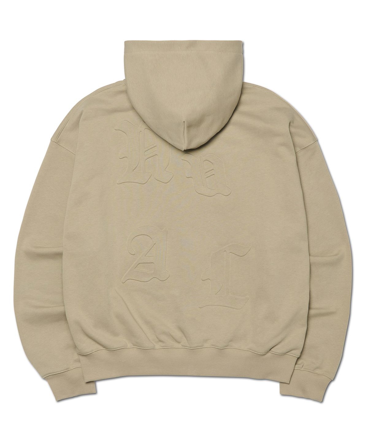 노매뉴얼(NOMANUAL) NM EMBOSSED HOODED ZIP-UP - BEIGE